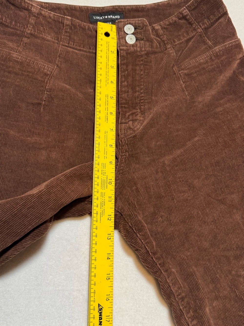 Lucky Brand Stevie High Rise Corduroy Flare Pants Brown Women’s Sz 12/31R - Picture 13 of 14